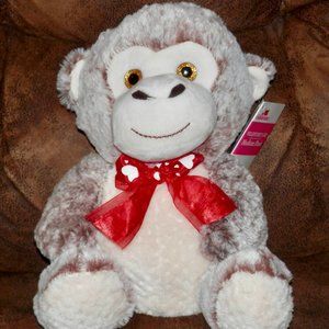 A CUTE MONKEY * RED HEART BOW * YELLOW EYES * 11 IN * FOR ALL AGES *